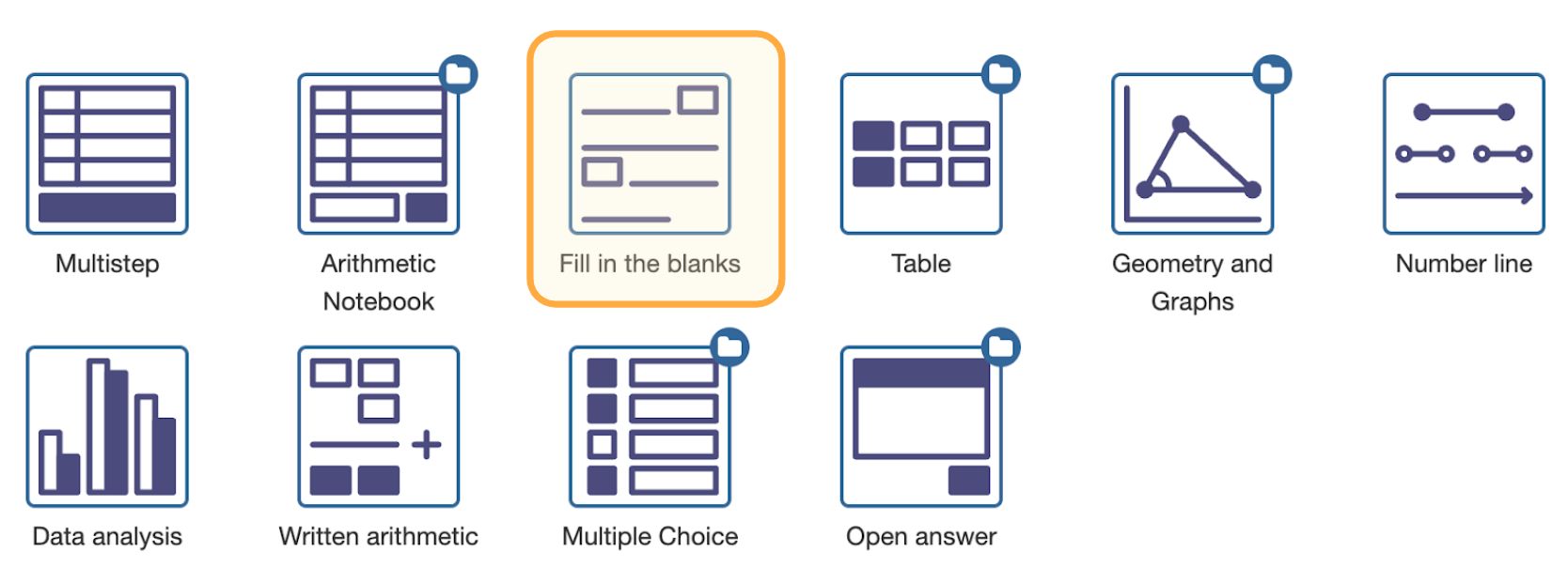 Selecting the Fill in the Blanks question type