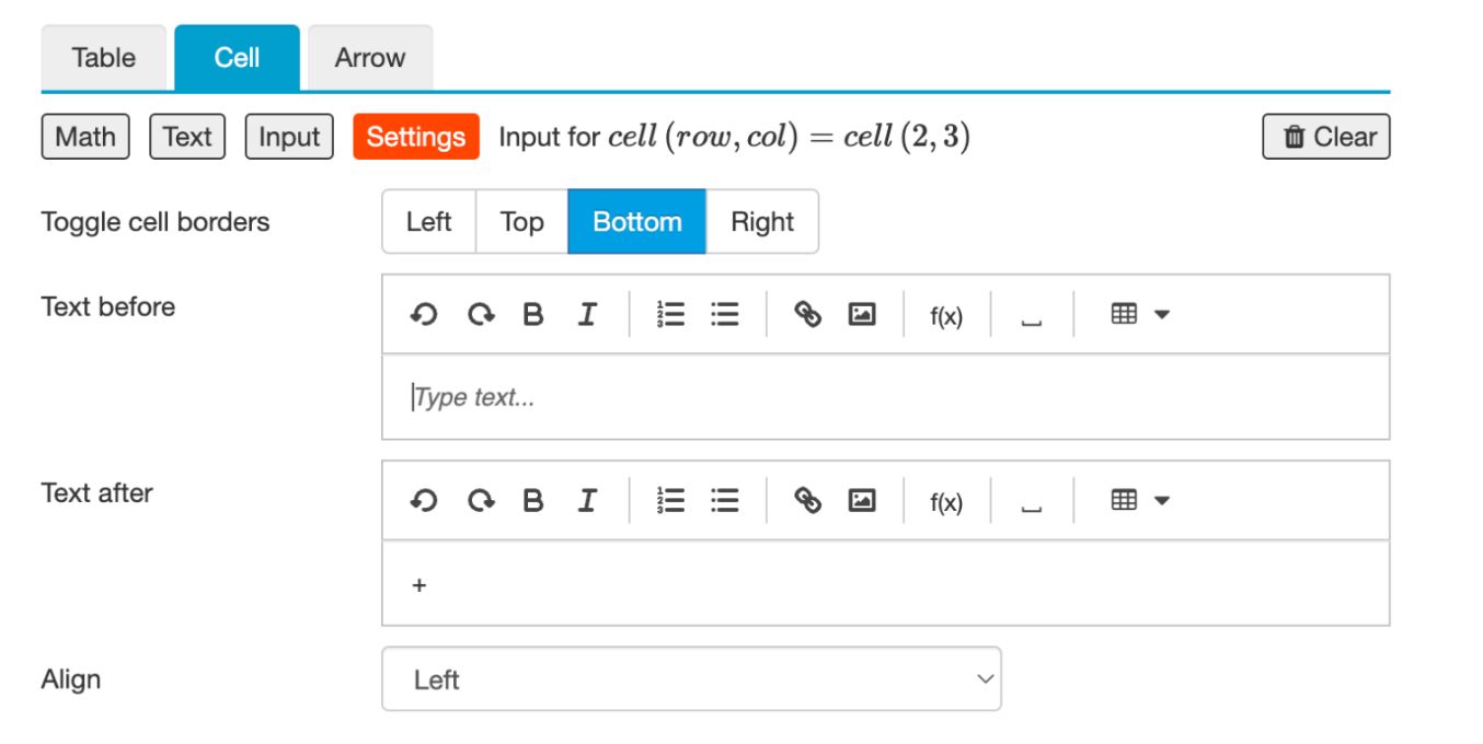 Defining cell settings