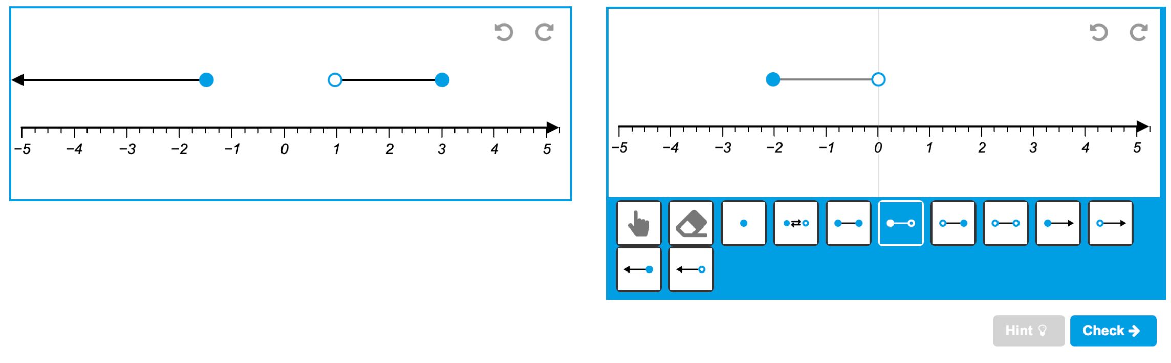 Displaying and creating intervals on a number line