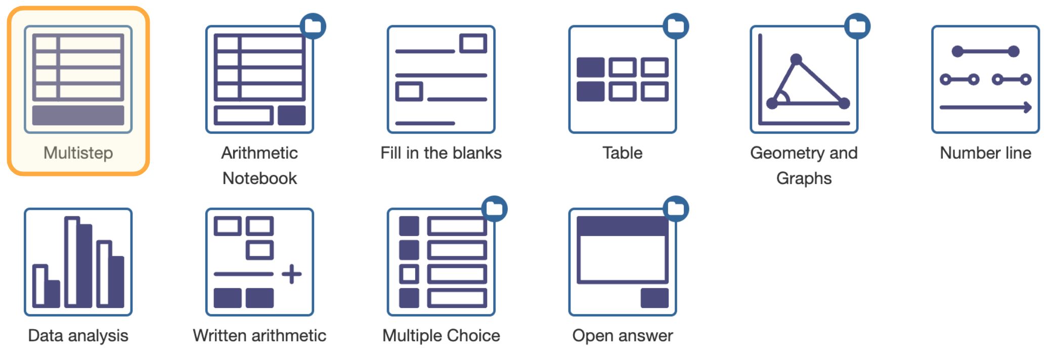 Selecting the Multistep question type