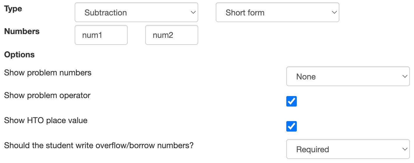 Configure Written Arithmetic