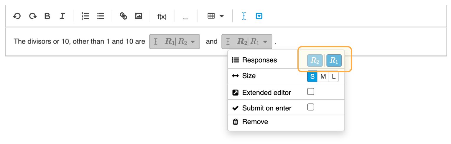 Relating blanks to multiple responses