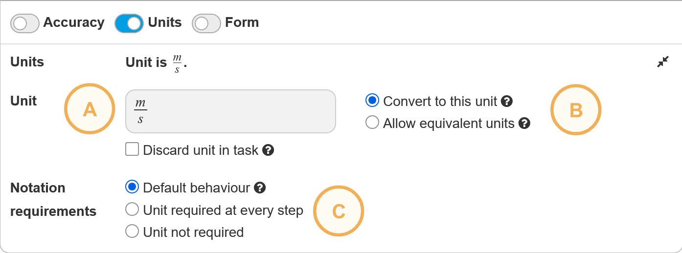 Unit settings Unit settings