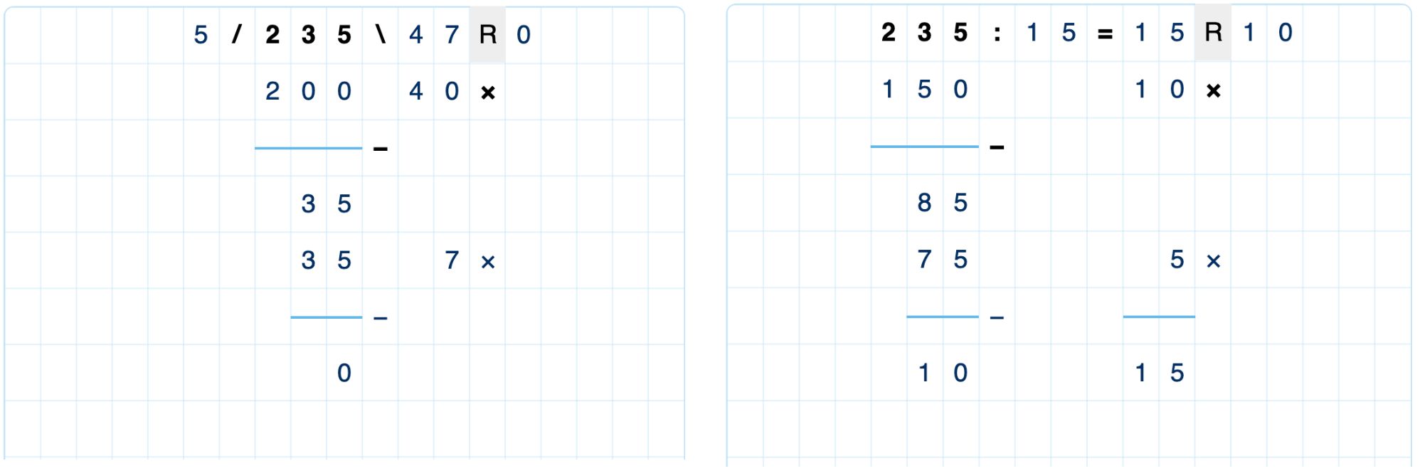 Two forms of long division