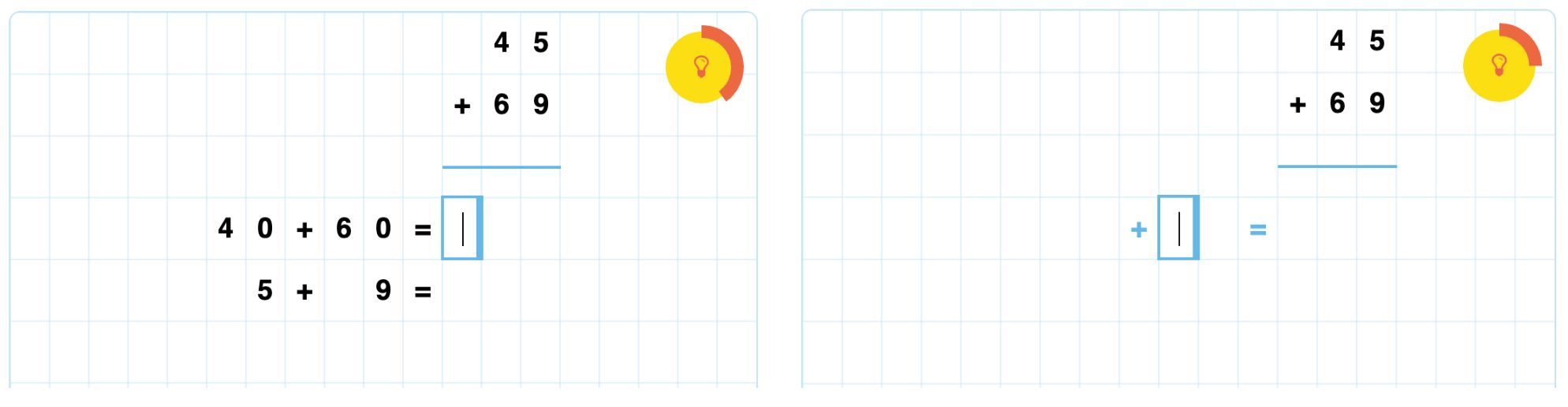 Show full place value calculations or automatically show the operators