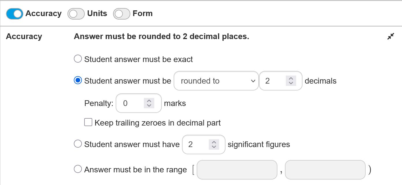 Accuracy settings Accuracy settings